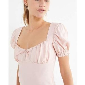 uo rose cassia puff sleeve top